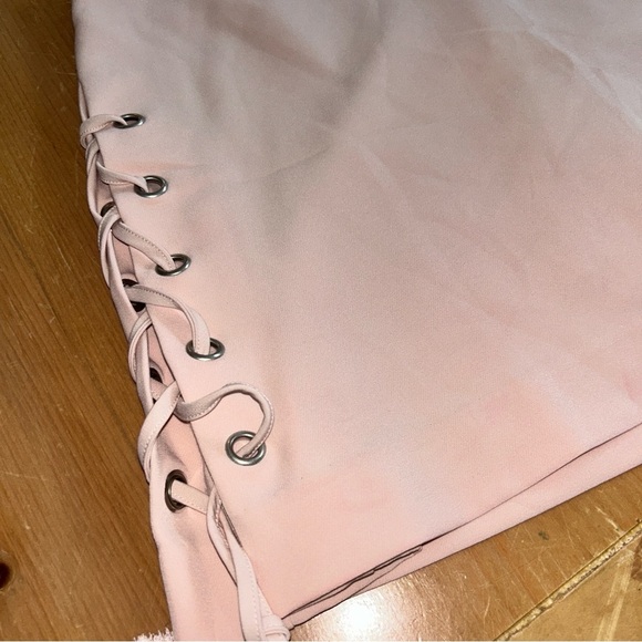 Pink Lace-Up Mini Skirt - Picture 2 of 4